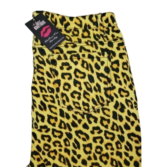 American Bazi ~Woman Plus Sz.3X~Yellow/Black Animal Print Pants Cotton Blend NWT - Picture 8 of 11